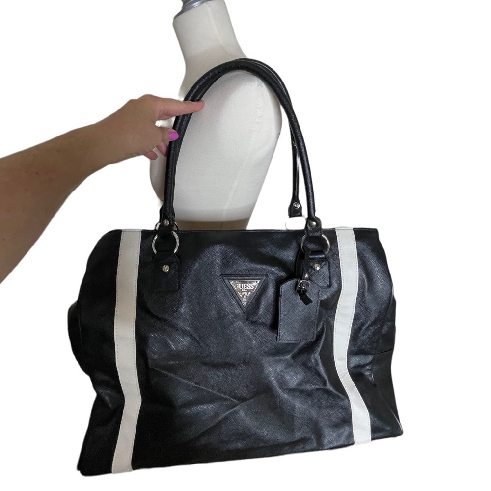 Large Vinyl Guess Black Weekender Bag